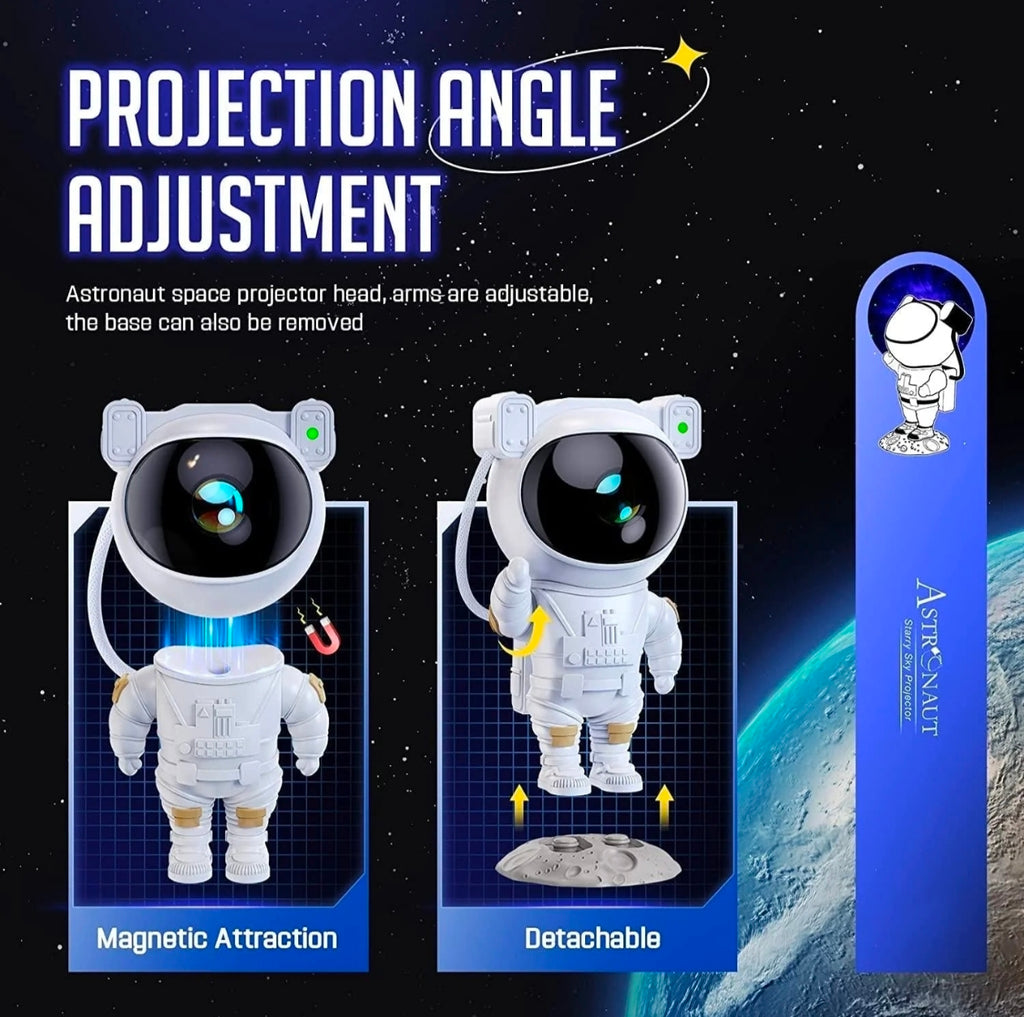 Astronaut Night Light Galaxys LED Projector Lamp with Remote Control, and 360° Adjustable, Night Lamp for Kids, Bedroom, Gaming Room, Home Party, Birthday Gifts (Guitar Astronaut), White