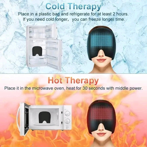 Migraine Relief Cap for Headaches & Sinus and Pain | Hot & Cold Therapy Gel Ice Head Wrap | Relaxing Thermax Cooling Cap for Men & Women