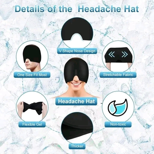 Migraine Relief Cap for Headaches & Sinus and Pain | Hot & Cold Therapy Gel Ice Head Wrap | Relaxing Thermax Cooling Cap for Men & Women