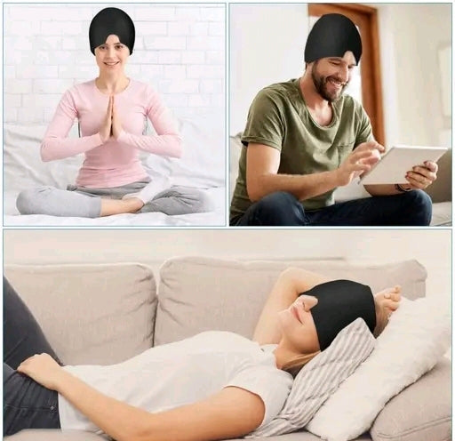 Migraine Relief Cap for Headaches & Sinus and Pain | Hot & Cold Therapy Gel Ice Head Wrap | Relaxing Thermax Cooling Cap for Men & Women