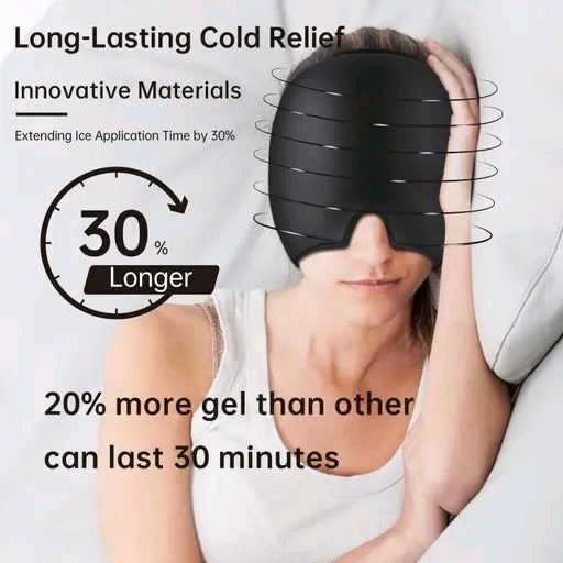 Migraine Relief Cap for Headaches & Sinus and Pain | Hot & Cold Therapy Gel Ice Head Wrap | Relaxing Thermax Cooling Cap for Men & Women